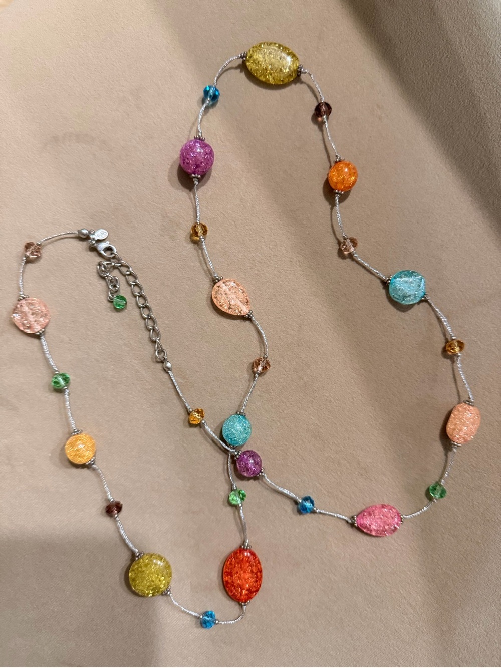Colorful Glitter Disc Necklace — Multicolor Statement Necklace vintage